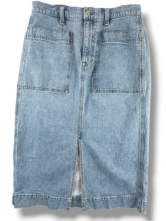 Madewell Dresses & Skirts - Madewell Size 30 Denim Midi Skirt Light Wash Rigid Flare Front Slit